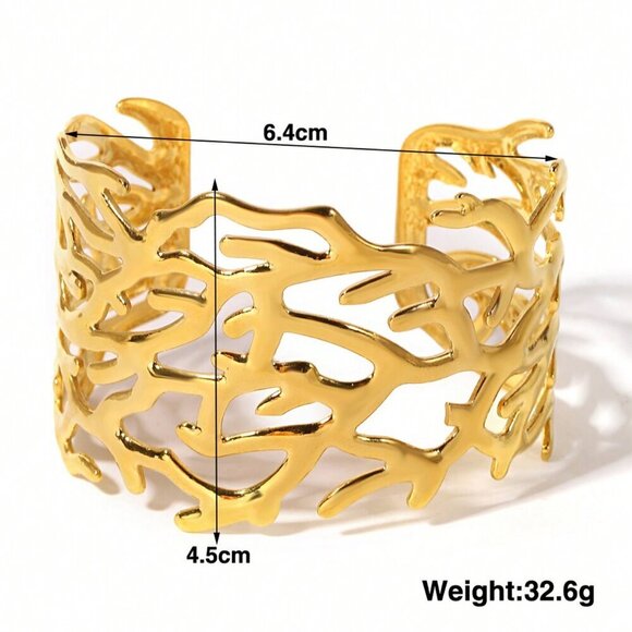 Silver or Gold  Women's Beach Vibes Wide Bracelet - Picture 5 of 13